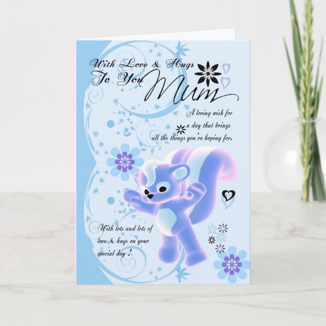 Happy Birthday Niedlich Mum Card blauen Blumen nie Karte (Vorderseite)