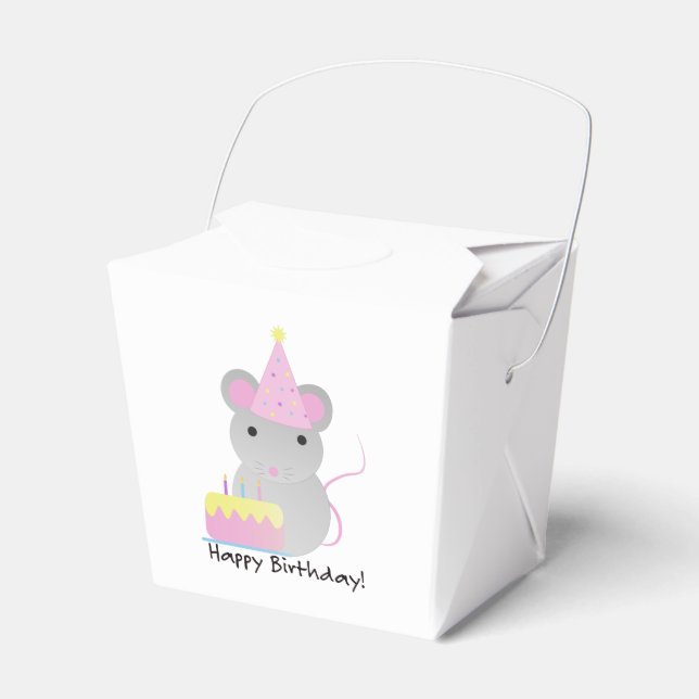 Happy Birthday Niedlich Party Mouse Geschenkschachtel (Vorderseite)