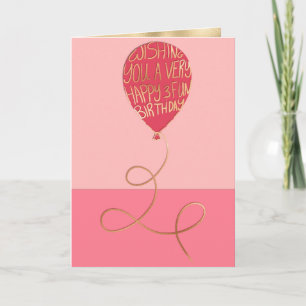 Happy Birthday Niedlich Pink Ballon Gold Typografi Karte