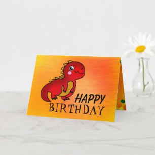 Happy Birthday Niedlich Red Dinosaurier Karte