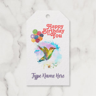 Happy Birthday Niedlich Watercolor Hummingbird Geschenkanhänger