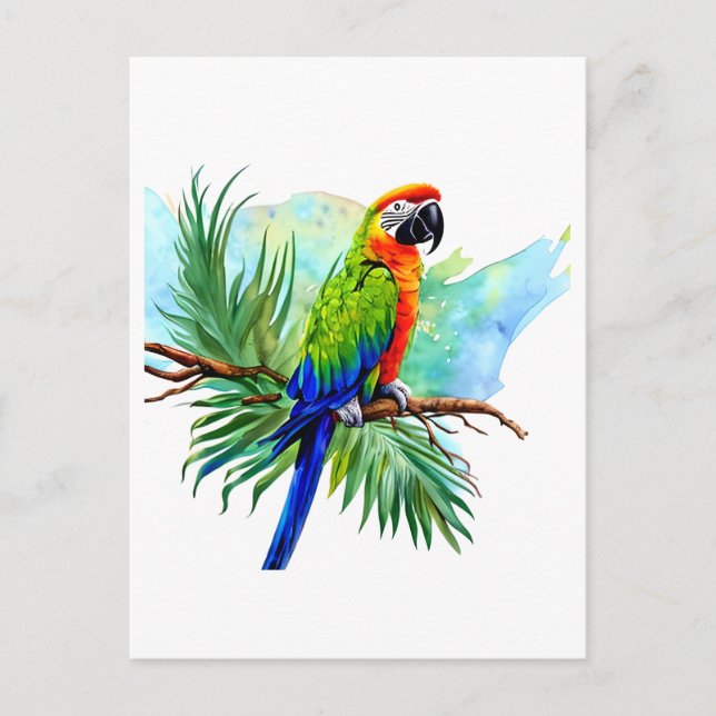 Happy Birthday | Niedlicher KI-Generierter Ara Pap Postkarte (Vorderseite)