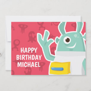 Happy Birthday   Niedliches Beängstigendes Monster Karte