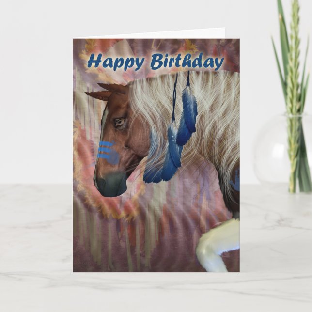 Happy Birthday Nordamerikanisches Pferd Karte (Vorderseite)