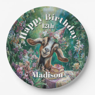 Happy Birthday Nubian Goat Garden Flowers Pappteller