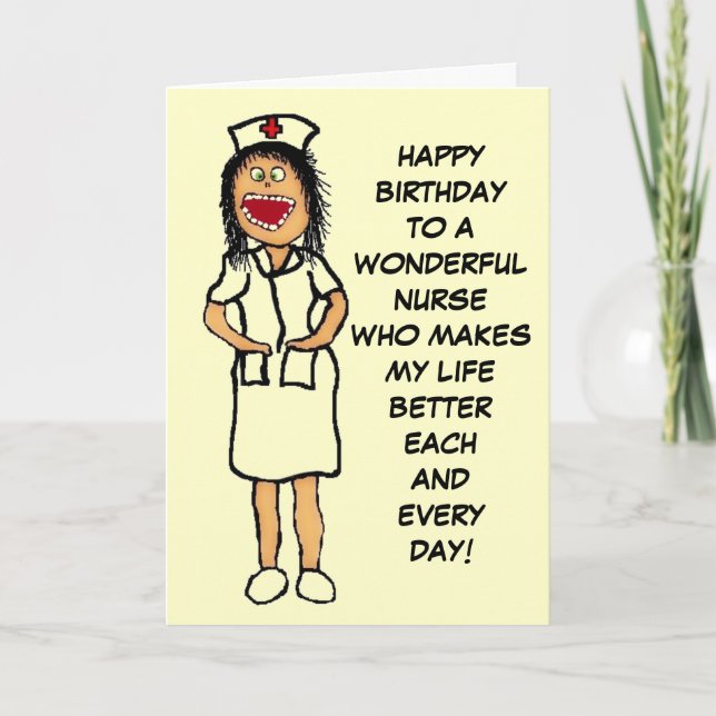 Happy Birthday Nurse Cartoon Karte (Vorderseite)