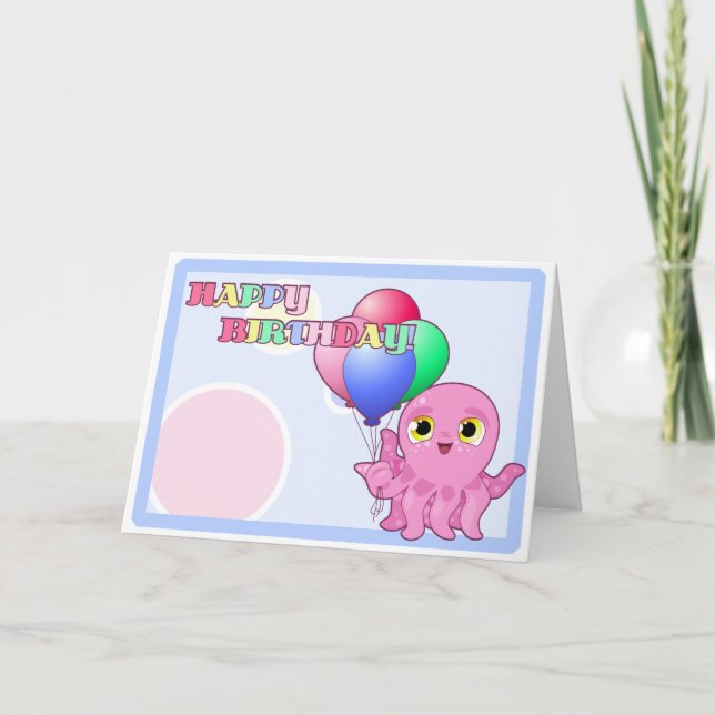 Happy Birthday Octopus Card Karte (Vorderseite)
