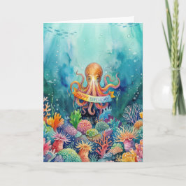 Happy Birthday Octopus Ocean Sea Life Water Fish Karte