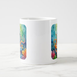 Happy Birthday Octopus Party Hat Watercolor Design Jumbo-Tasse