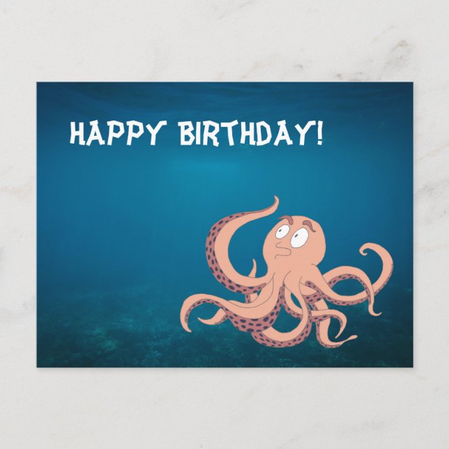 Happy Birthday Octopus Postkarte (Vorderseite)