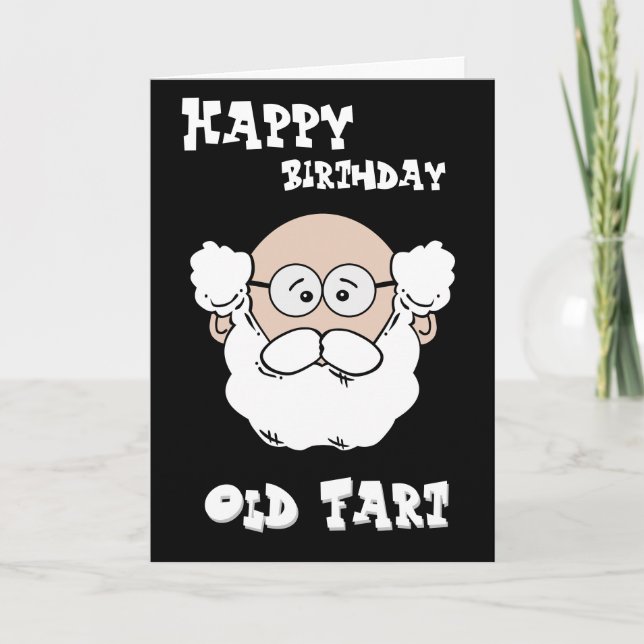 Happy Birthday Old Furz - Niedlicher alter Mann Karte (Vorderseite)