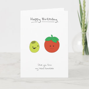 Happy Birthday - Olivenöl und Tomaten Karte