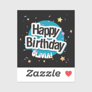 Happy Birthday Olivia Blue Aufkleber