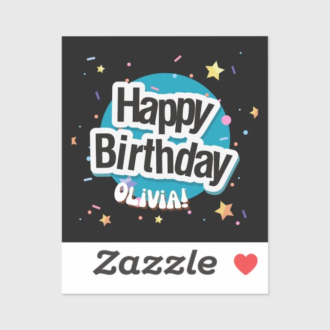 Happy Birthday Olivia Blue Aufkleber (Blatt)