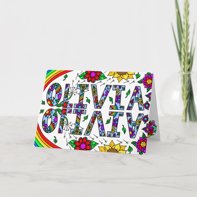 Happy Birthday Olivia, mit Innen-Farbseiten Karte (Vorderseite)