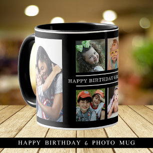 Happy Birthday Oma 6 Foto Collage Black Tasse