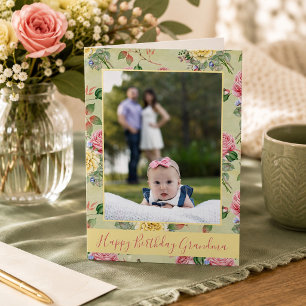 Happy Birthday Oma Floral Foto Karte