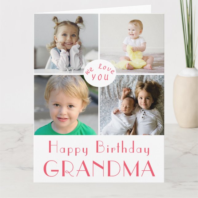 Happy Birthday Oma Foto Collage LARGE Karte (Vorderseite)