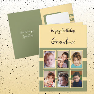 Happy Birthday Oma fügen 6 Fotos grün gelb Karte