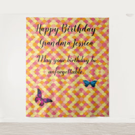 Happy Birthday Oma Scallops Schmetterlingsmuster Wandteppich