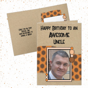 Happy Birthday Onkel Foto orange Karte
