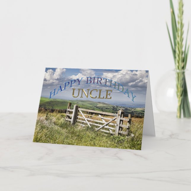 Happy Birthday Onkel, Landschaft mit Tor Karte (Vorderseite)