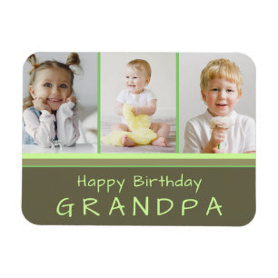 Happy Birthday Opa Foto Collage Green Magnet