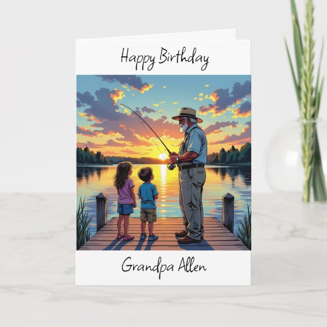 Happy Birthday Opa Personalisiert Karte (Vorderseite)