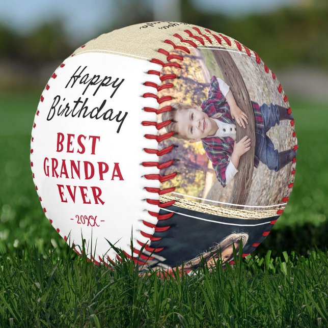 Happy Birthday Opa Rustic 3 Foto Collage Baseball (Von Creator hochgeladen)