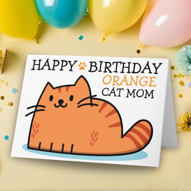 Happy Birthday Orange Cat Mama Karte (Von Creator hochgeladen)