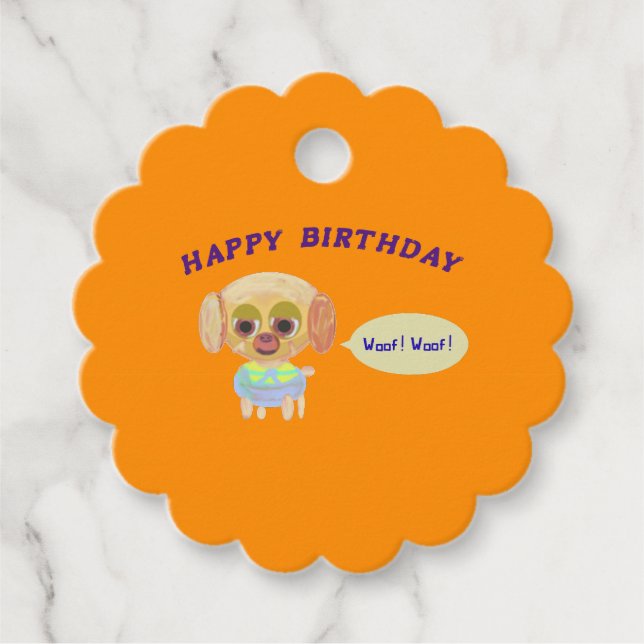 Happy Birthday Orange Geschenkanhänger (Vorderseite)