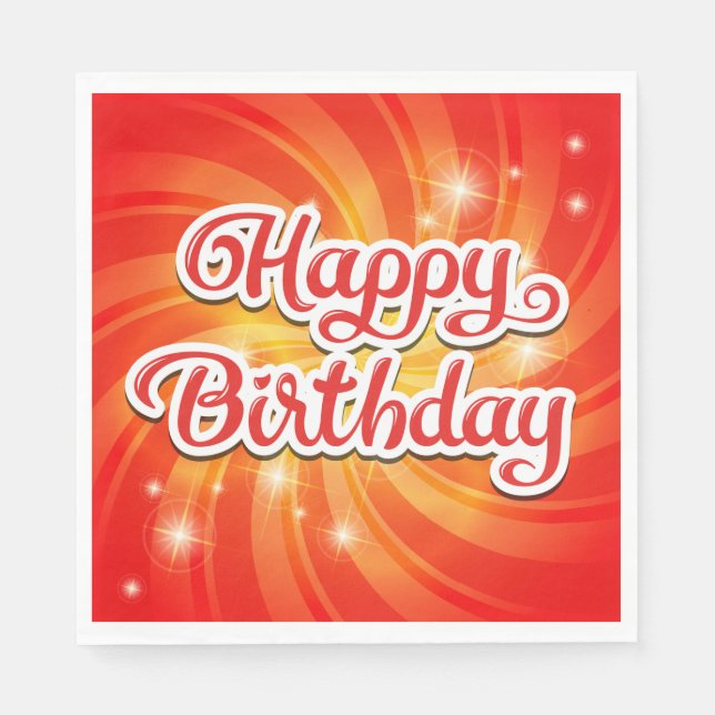 Happy Birthday Orange Hintergrund Serviette (Vorderseite)