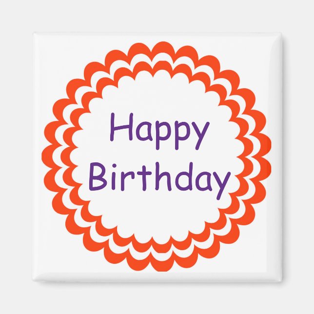 Happy Birthday Orange Violet Magnet (Vorne)