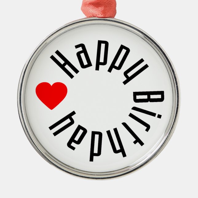 Happy Birthday Ornament Aus Metall (Vorne)