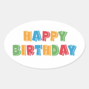 Happy Birthday Ovaler Aufkleber