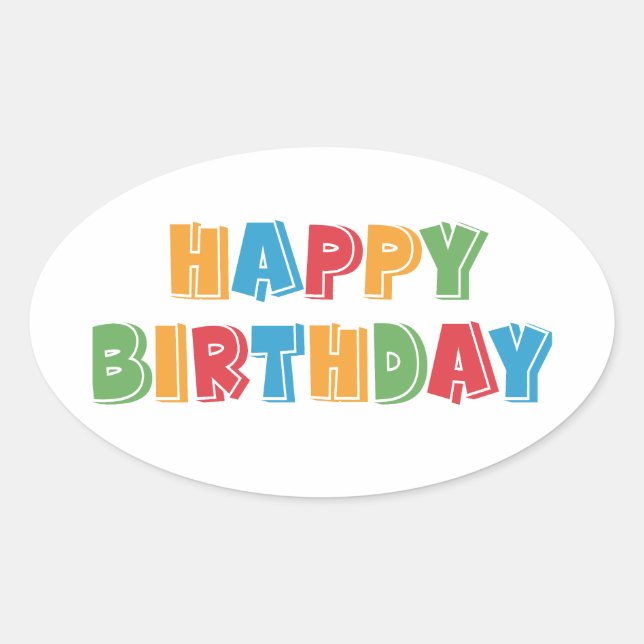 Happy Birthday Ovaler Aufkleber (Vorderseite)