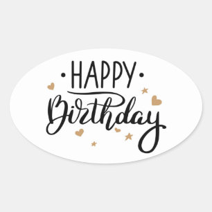 Happy Birthday Ovaler Aufkleber