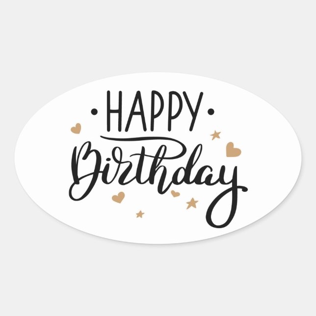 Happy Birthday Ovaler Aufkleber (Vorderseite)