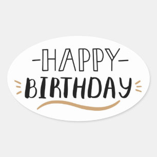 Happy Birthday Ovaler Aufkleber