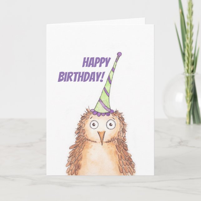 Happy Birthday Owl Karte (Vorderseite)