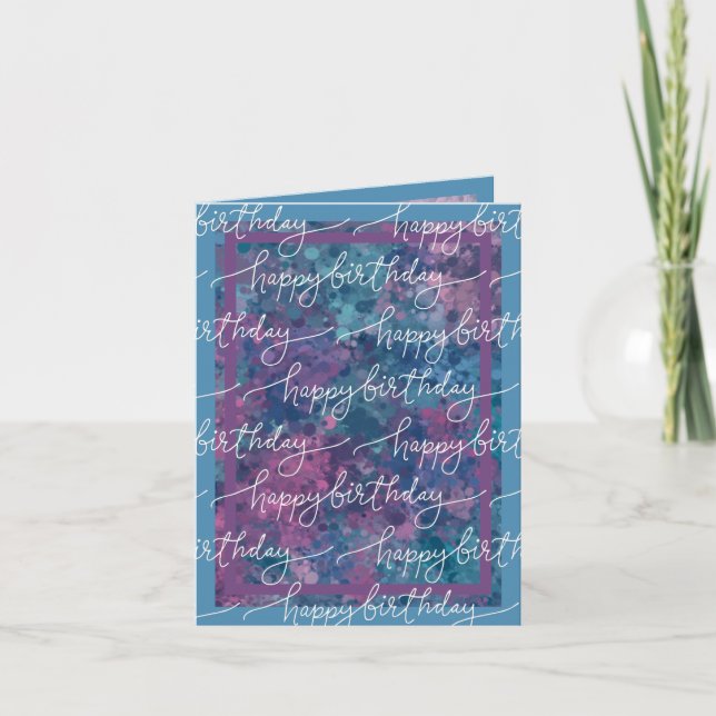 Happy Birthday Paint Spritzer Blue Lila neutral Karte (Vorderseite)