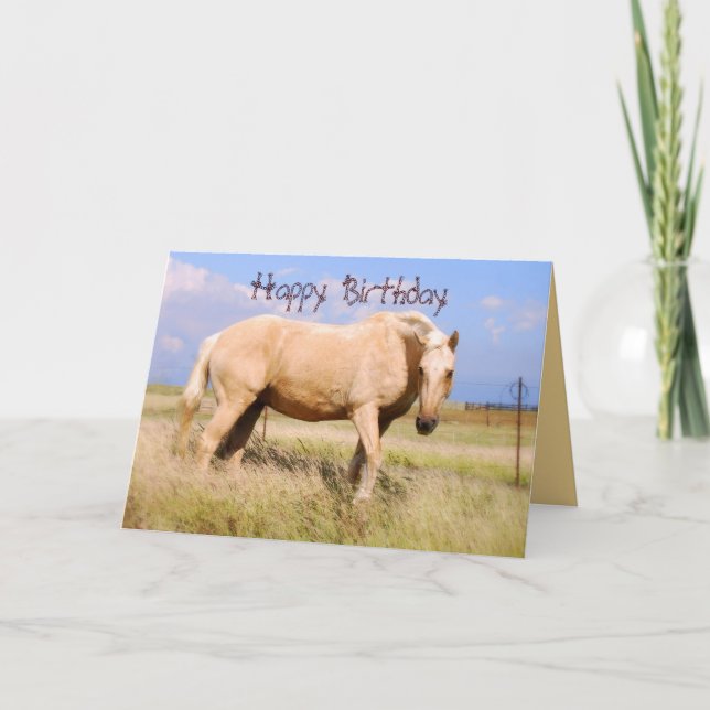 Happy Birthday Palomino Pferdekarte Karte (Vorderseite)