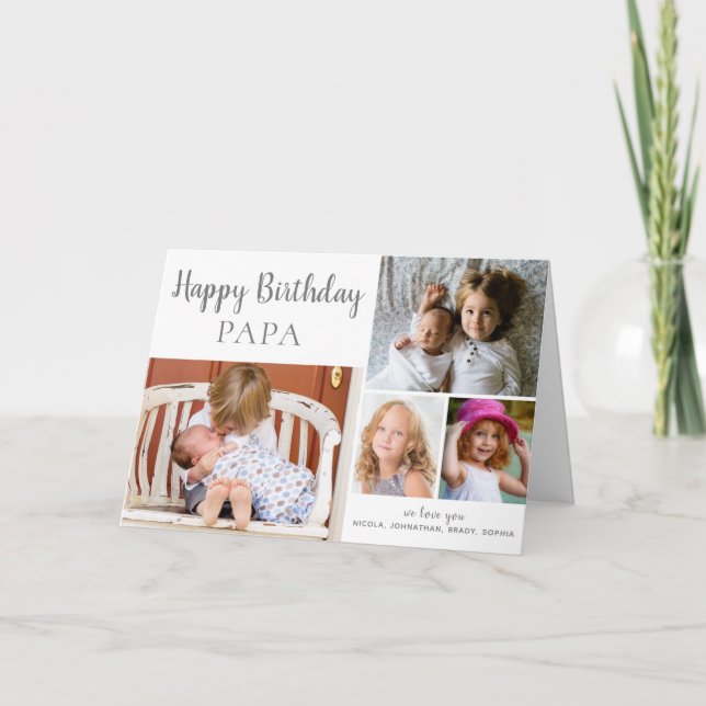 Happy Birthday PAPA FotoCollage Karte (Vorderseite)