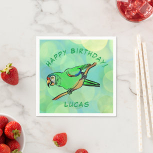 Happy Birthday Papagei Napkins Serviette