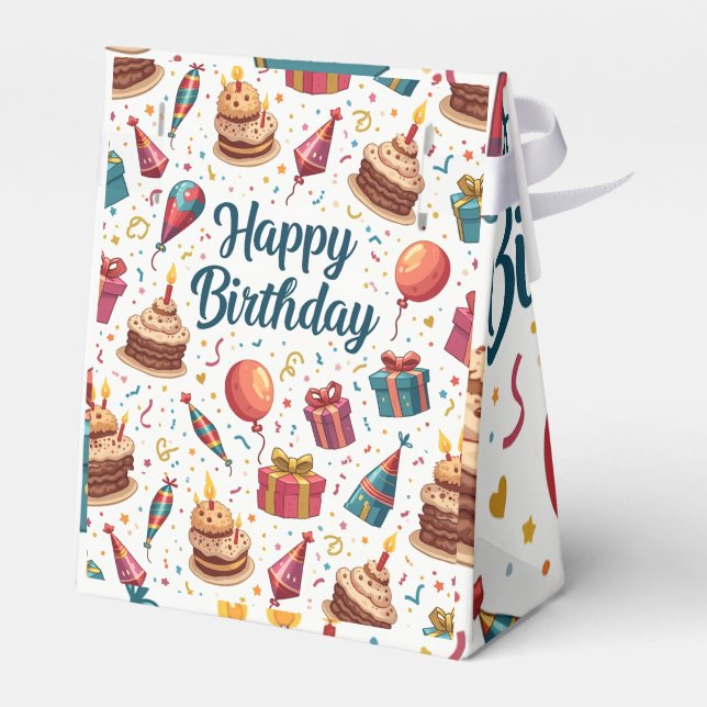 Happy Birthday Paper Bevorzugung Box mit Balloons  Geschenkschachtel (Rückseite)