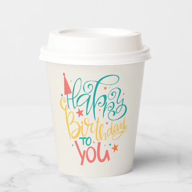Happy Birthday Paper Cups Pappbecher (Vorderseite)
