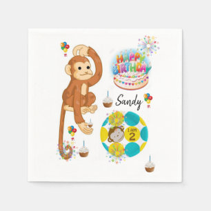 Happy Birthday Paper Napkins, Affe zwei Jahre alt Serviette