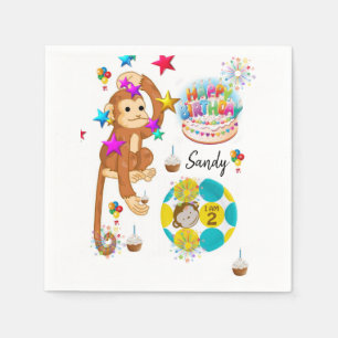 Happy Birthday Paper Napkins, Affe zwei Jahre alt Serviette