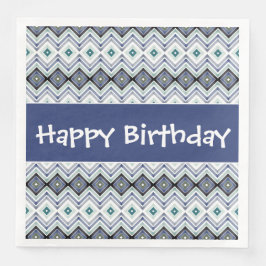 Happy Birthday Paper Napkins in Blau und Aquamarin Serviette