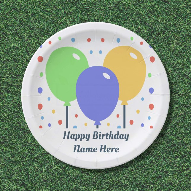 Happy Birthday Paper Plate mit farbigen Balloons Pappteller (Von Creator hochgeladen)